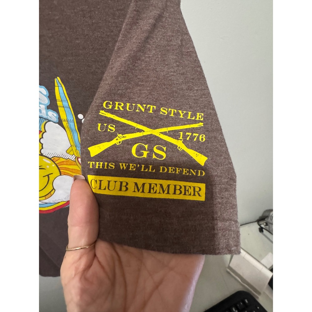 Grunt Style Club Member "Warheads on Foreheads" graphic t-shirt in heather brown - Picture 3 of 5